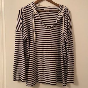 Striped cotton hoodie